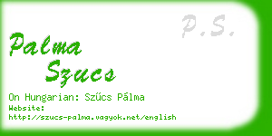 palma szucs business card