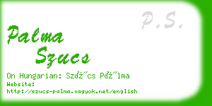 palma szucs business card